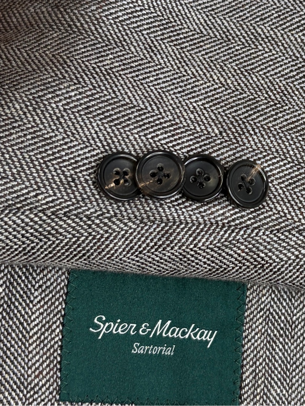 Spier & Mackay Sport Coat Men 38 Gray Herringbone Silk Linen Contemporary Blazer
